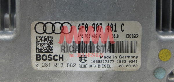 4F0907401C Audi A6 3.0 centralina motore Bosch 0281013882