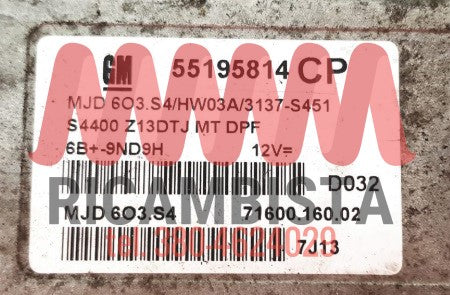 55195814CP Opel Corsa D 1.3 centralina motore Magneti Marelli MJD603S4