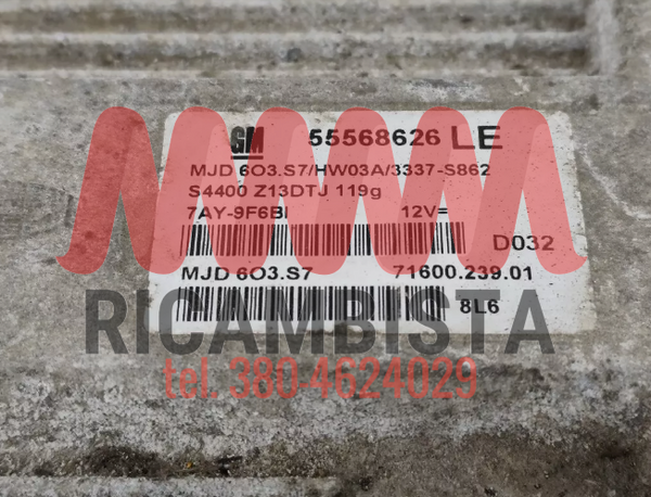 55568626 Opel Corsa D 1.3 centralina motore Magneti Marelli MJD603S7