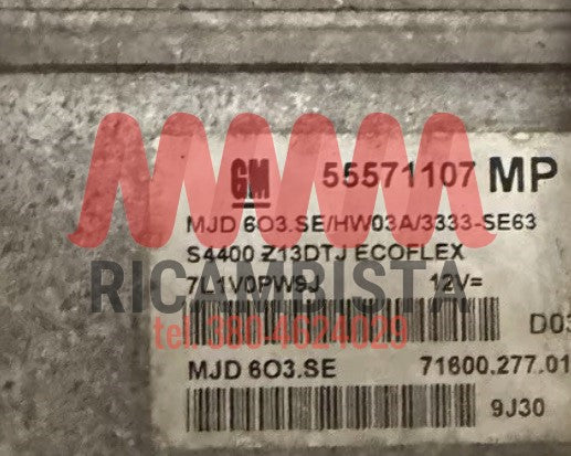 55571107 Opel Corsa 1.3 centralina motore Magneti Marelli MJD6O3SE